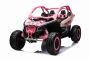 Electric Ride-on car Can-am Maverick 24V, Pink, two-seater, rear suspension, 2.4 Ghz remote controller, Portable Lithium Battery, 4 x 200W Engines, EVA wheels, adjustable driver seat, MP3 player with USB/SD input, Licensed