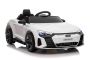 Electric Ride-on car Audi RS E-tron GT 12V, white, wide single seat, 2.4 GHz remote control, USB / AUX Input, Bluetooth, Suspension, Lithium battery, LED lights, 2 X 25W Motor, ORIGINAL license