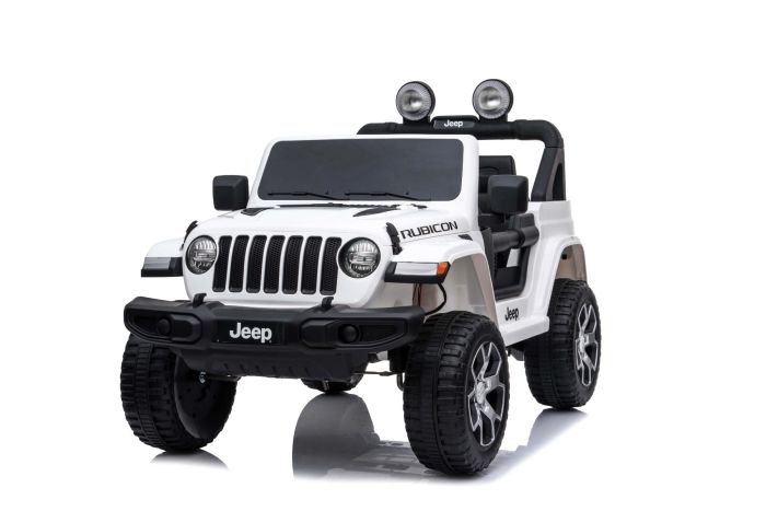 Electric Ride-On JEEP Wrangler, White, Double Leather Seat, Radio