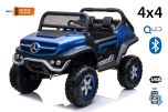 Electric Ride-On Toy Car Mercedes-Benz UNIMOG - Blue Painted, 2.4Ghz Remote controller, 4 X 4, two-seats, Suspension, Start button, Soft EVA wheels, USB, Bluetooth