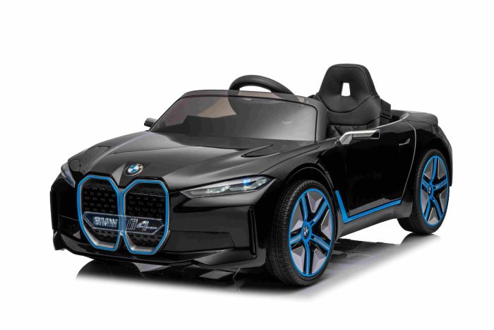Electric Ride on car BMW i4 black 2.4 GHz remote control USB AUX Bluetooth Rear wheel