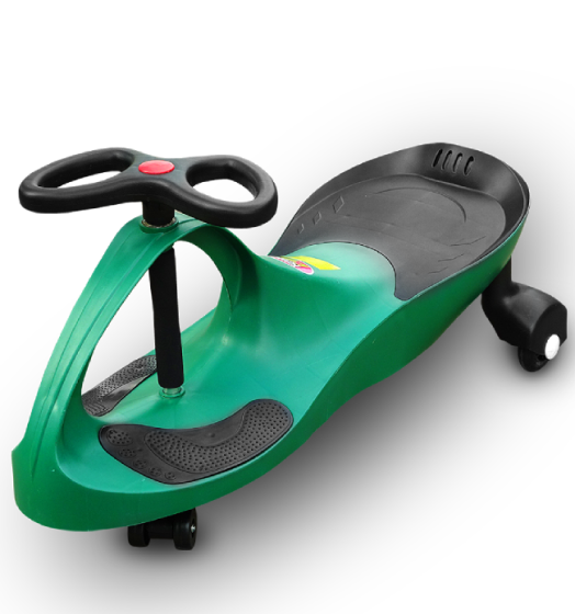 RIRICAR Green swing car for kids with silent PU wheels