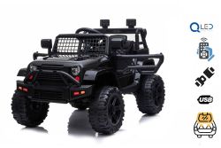 OFFROAD electric car with rear-wheel drive, black, 12V battery, High chassis, wide seat, Suspended axles, 2.4 GHz Remote control, MP3 player with USB, LED lights