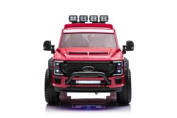 Electric Ride-On Toy Car Ford Duty 24V red, Two-seater, 4X4 drive with high-performance 24V Engines and suspension, Dual rear EVA wheels, Leatherette seat, 2.4 GHz Remote control, LED light ramp, MP3 player with USB input, ORIGINAL license
