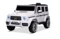 Electric Ride on Car Mercedes G New, White, Original Licenced, Battery Powered, Opening Doors, Single Seat, 2x Engine, Lithium battery, 2.4 Ghz remote control, Rear Suspension, Smooth start