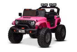 Electric Ride-on car Beneo Motors OFFRIDE 4x4² Two-seater 12V, pink, MP3 Player with USB/AUX input, 4x4 drive, Lithium Battery, huge EVA wheels with rear wheels suspension, Remote control, LED Lights