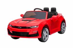 Electric Ride-on car Chevrolet Camaro, Red, Original Licensed, 12V Battery Powered, Opening Doors, Artificial Leather Seat, 2x 35W Engine, LED Lights, 2.4 Ghz remote control, Soft EVA wheels, Smooth start