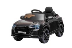 Electric Ride on Car Audi RSQ8, Black, USB/SD input, Leatherette seat, 2x 35W Engine, 12V/7Ah Battery, 2.4 Ghz remote control, Soft EVA wheels, LED lights, Soft start, ORIGINAL License