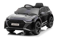 Electric Ride on Car Audi RS6, Black, Leather seat, Opening doors, 2x 25W Engine, 12 V Battery, 2.4 Ghz remote control, Soft EVA wheels, LED lights, Soft start, Shock absorbers, ORIGINAL License