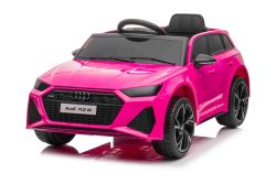 Electric Ride on Car Audi RS6, Pink, Leather seat, Opening doors, 2x 25W Engine, 12 V Battery, 2.4 Ghz remote control, Soft EVA wheels, LED lights, Soft start, Shock absorbers, ORIGINAL License