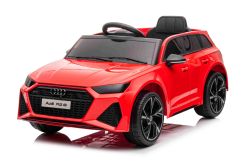 Electric Ride on Car Audi RS6, Red, Leather seat, Opening doors, 2x 25W Engine, 12 V Battery, 2.4 Ghz remote control, Soft EVA wheels, LED lights, Soft start, Shock absorbers, ORIGINAL License