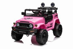 Electric ride-on car TOYOTA FJ CRUISER with rear wheel drive, Pink, 12V battery, High chassis, Wide seat, Rear axle suspension, LED Lights, 2.4 GHz Remote control, MP3 player with USB/AUX input, Licensed