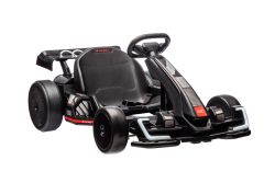 Licensed ride-on Drift Kart AUDI 24V, black, LED lights, 2 x 150W Motor, Drift mode with a speed of 12 Km/h, 24V Battery, Solid steel construction, Adjustable seat, MP3 Player