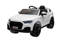 Electric Ride-on car Audi Q7 white, Single seater, Independent suspension, 12V battery, Remote control, 2 x 35W engine, LED lights, MP3 Player with USB/AUX input, Licensed