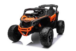 Electric Ride-on car Can-am Maverick One-seater with 4X4 drive, Orange, Independent suspension, 2.4 Ghz remote control, 4 x 35W Motors, EVA wheels, Leather seat, MP3 player with USB/AUX input, Licensed