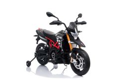 Electric Motorbike APRILIA DORSODURO 900, Licensed, 12V battery, EVA soft wheels, 2 x 18W Engines, Suspension, Metal frame, Metal fork, Auxiliary wheels, Grey