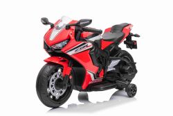 Electric Motorbike HONDA CBR 1000RR, Licensed, 12V battery, Leatherette seat, Plastic wheels, 30W Engine, LED lights, Massive frame, Auxiliary wheels, Red