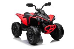 Can-am Renegade electric Ride-on quad, red, single seater, front and rear suspension, LED lights, 12V battery, 2 x 35W Engines, soft EVA wheels, MP3 player with USB/AUX input, Licensed