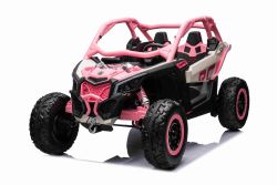 Electric Ride-on car Can-am Maverick, Pink, two-seater, front and rear suspension, 2.4 Ghz remote controller, portable battery, 4 x 35W Engines, EVA wheels, adjustable driver seat, MP3 player with USB/SD input, Licensed