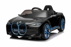 Electric Ride-on car BMW i4, black, 2.4 GHz remote control, USB / AUX / Bluetooth, Rear wheel suspension, 12V battery, LED lights, 2 X 25W Engine, ORIGINAL license