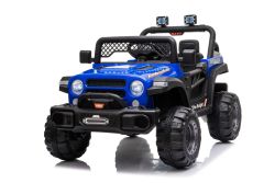 All Ride electric car with rear-wheel drive, blue, 12V battery, High chassis, wide seat, Suspension on rear axle, 2.4 GHz Remote control, MP3 player with USB, LED lights