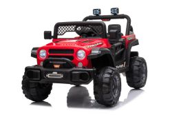 All Ride electric car with rear-wheel drive, red, 12V battery, High chassis, wide seat, Suspension on rear axle, 2.4 GHz Remote control, MP3 player with USB, LED lights