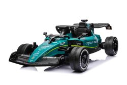 Licensed electric Ride-on Formula Aston Martin ARAMCO 4x4, green, 2 x 35W Motor, Eva wheels, MP3 Player with AUX/USB, Leather seat, 12V/10Ah Battery, Suspension, LED lights