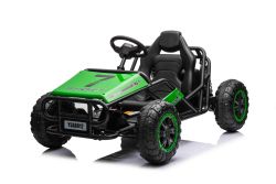 Electric Ride-on SPORT-CART 24V, green, Soft EVA wheels, Leatherette seat, 2 x 50W Motor, 24V Battery, Massive metal construction