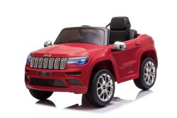 Electric Ride on Car JEEP GRAND CHEROKEE 12V, RED, Leatherette seat, 12V/7AH Battery, Opening doors, 2 x 35W Engine, 2.4 Ghz remote control, Soft EVA wheels, Suspension, Soft start, MP3 Player with USB/AUX input