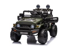 Electric ride-on car TOYOTA FJ CRUISER with rear wheel drive, Green, 12V battery, High chassis, Wide seat, Rear axle suspension, LED Lights, 2.4 GHz Remote control, MP3 player with USB/AUX input, Licensed