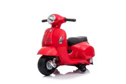 Electric Ride-on Scooter Vespa GTS, red, with auxiliary wheels, Licensed, 6V Battery, Leather seat, 30W Engine