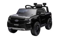 Electric Ride-on car FORD Ranger 12V, black, Leather seat, 2.4 GHz remote control, Bluetooth / USB Input, Suspension, 12V battery, Plastic wheels, 2 X 30W Engines, ORIGINAL license