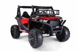 Electric Ride-On Toy Car UTV 24V, Red, two leatherette seats, 2.4Ghz Remote Controller, 2 X 200 W Engines, electric brake, LED lights, Soft EVA wheels with suspension, MP3 Player with USB/AUX