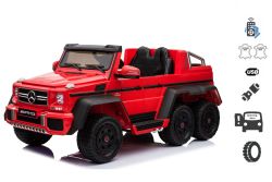 Electric Ride-On Toy Car Mercedes-Benz G63 6X6, MP3 Player, 2.4Ghz, 12V14AH, Removable Battery Box, 4 X MOTOR, Remote Control, Double Leather Seat, EVA Wheels, FM Radio, Servomotor, Two pedals, Red, One-Seater
