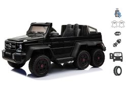Electric Ride-On Toy Car Mercedes-Benz G63 6X6, MP3 Player, 2.4Ghz, 12V14AH, Removable Battery Box, 4 X MOTOR, Remote Control, Double Leather Seat, EVA Wheels, FM Radio, Servomotor, Two pedals, Black, One-seater