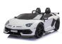 Electric Ride on Car Lamborghini Aventador 12V for two users, White, Vertical opening doors, 2 x 12V Engine, 12V Battery, 2.4 Ghz remote control, Soft EVA wheels, Suspension, Soft start, MP3 Player with USB, Original Licenced