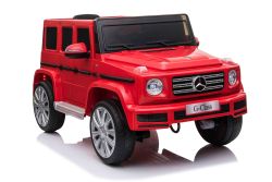 Electric Ride-on car Mercedes G500 12V, red, 2.4 GHz remote control, USB / SD Input, Rear suspension, Lithium battery, LED lights, ORIGINAL license