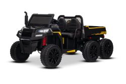 Farm electric Ride-on car RIDER 6X6 24V with four-wheel drive 4X 200W, Two-seater, black, Lithium battery, EVA wheels, Leatherette double seat, Suspension axles, 2.4 GHz Remote control, MP3 player with USB/AUX input, Bluetooth