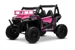 Electric Ride-On Toy Car UTV 24V, Pink, two leatherette seats, 2.4Ghz Remote Controller, 2 X 200 W Engines, Lithium Battery, electric brake, LED lights, Soft EVA wheels with suspension, MP3 Player with USB/SD