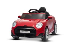Electric Ride-on car BMW Mini Cooper 12V, red, MP3 Player with USB and Bluetooth connection, 2.4 GHz remote control, 2 x 25W Engine, Lithium battery, LED lights, ORIGINAL license
