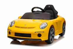 Electric Ride-on car RUF GT 12V, yellow, Opening doors, 2.4 GHz remote control, LED lights front and rear, USB/Aux Input, Lithium battery, 2 X 35W motor, ORIGINAL license