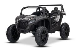 Electric Ride-on car UTV XXL 24V, black, two-seater, Engine with differential, Inflatable rubber wheels, sprung rear axles, disc brake, padded seat, adjustable steering wheel, bluetooth, MP3 player with USB/SD input