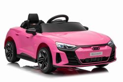 Electric Ride-on car Audi RS E-tron GT 12V, pink, wide single seat, 2.4 GHz remote control, USB / AUX Input, Bluetooth, Suspension, Lithium battery, LED lights, 2 X 25W Motor, ORIGINAL license