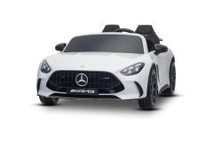 Electric Ride-on car Mercedes GT63 AMG 24V with 4x4 drive, white, Two-seater, Adjustable driver's seat, Soft EVA wheels, 2.4 GHz remote control, USB/Bluetooth, 200W Engines, Suspension, Lithium battery, LED lights, ORIGINAL license