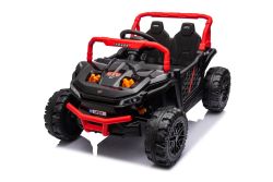Electric ride-on car UTV Small 12V, black, Rear wheel drive, 12V battery, Plastic wheels, Wide double seat for one child only, 2.4 GHz Remote control, MP3 player with USB/SD input, LED Lights