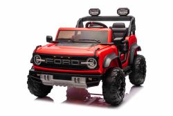 Ford Bronco XXL Electric Ride-On Car with Rear-Wheel Drive, Licensed (Two-Seater), Red, Lithium Battery, High Suspension, Two Seats, Suspended Rear Axle, 2.4 GHz Remote Control, MP3 Player with USB Input, LED Lights