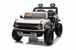 Ford Bronco XXL Electric Ride-On Car with Rear-Wheel Drive, Licensed (Two-Seater), White, Lithium Battery, High Suspension, Two Seats, Suspended Rear Axle, 2.4 GHz Remote Control, MP3 Player with USB Input, LED Lights