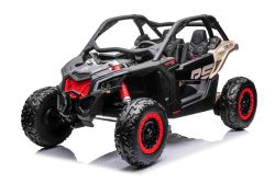 Electric Ride-on car Can-am Maverick 24V, black, two-seater, rear suspension, 2.4 Ghz remote controller, Portable Lithium Battery, 4 x 200W Engines, EVA wheels, adjustable driver seat, MP3 player with USB/SD input, Licensed
