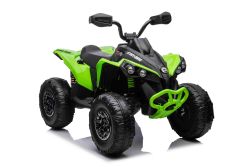 Can-am Renegade electric Ride-on quad, green, single seater, front and rear suspension, LED lights, Lithium Battery, 2 x 35W Engines, soft EVA wheels, MP3 player with USB/AUX input, Licensed