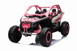 Electric Ride-on car Can-am Maverick 24V, Pink, two-seater, rear suspension, 2.4 Ghz remote controller, Portable Lithium Battery, 4 x 200W Engines, EVA wheels, adjustable driver seat, MP3 player with USB/SD input, Licensed